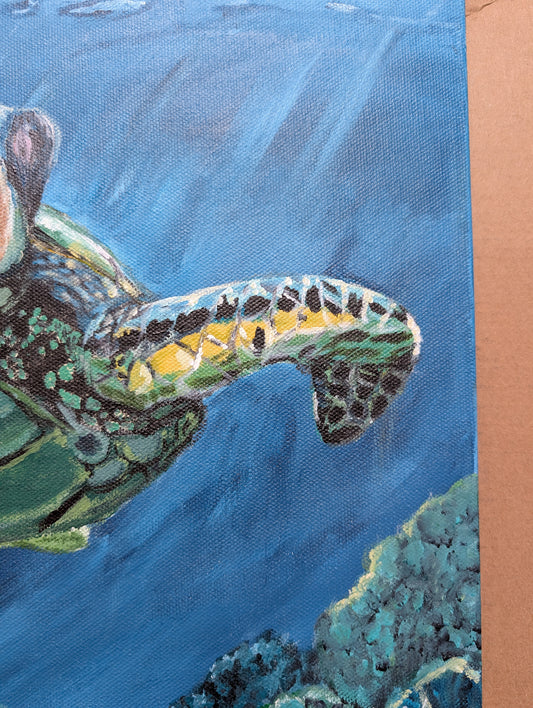 Original Sea Turtle Painting - Acrylic on Canvas