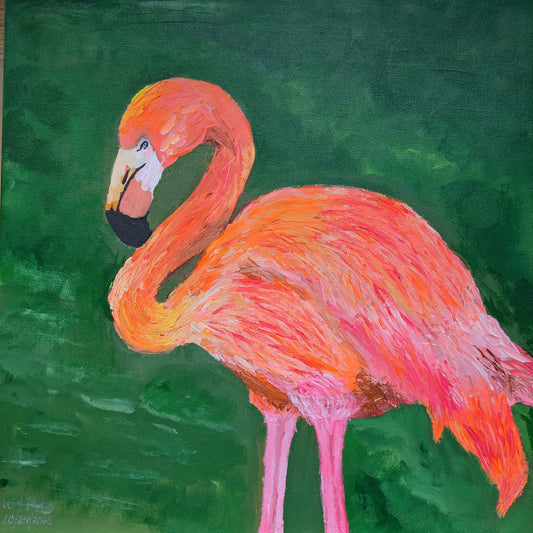 Original Flamingo Acrylic Painting on Canvas