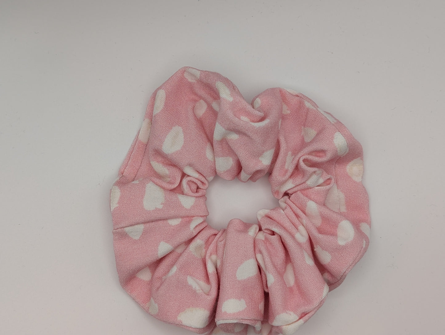 Pink with Cream Dots Bamboo Scrunchie