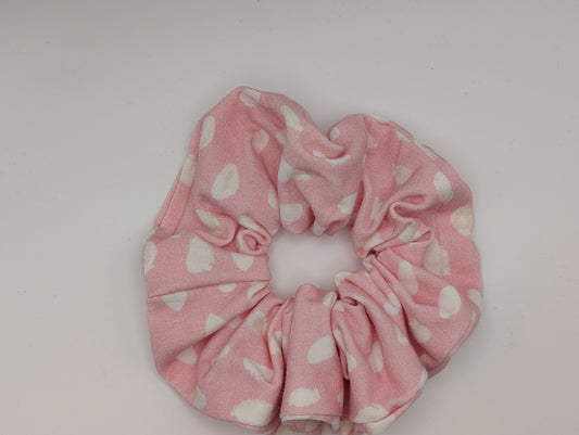 Pink with Cream Dots Bamboo Scrunchie