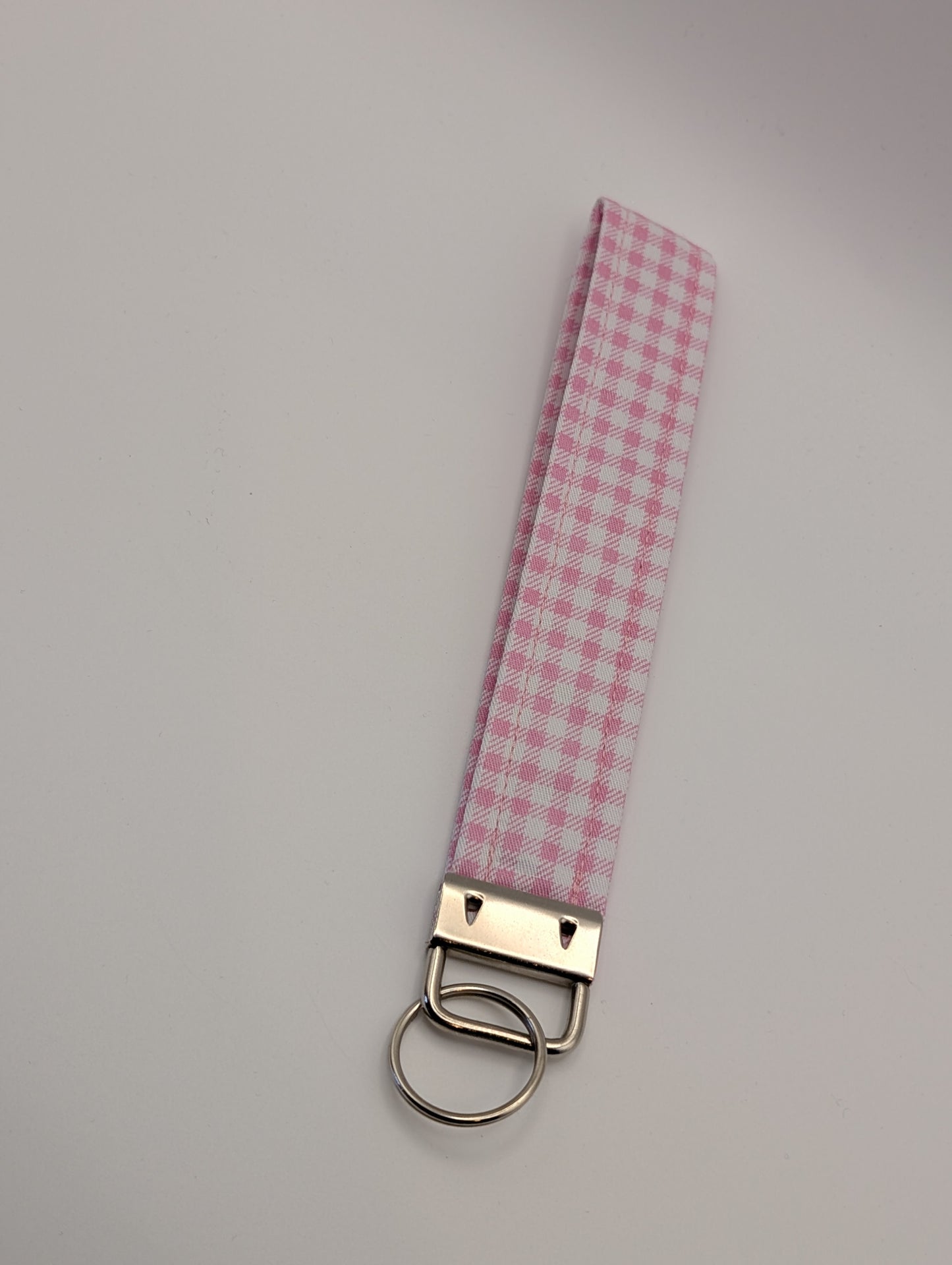 Pink Gingham Key Fob