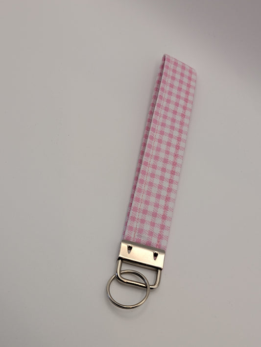 Pink Gingham Key Fob